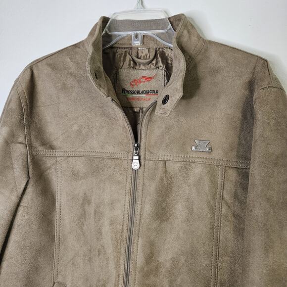 R Rosso Black & Gold Leather Suede Veneto Brown Tan Men's L Jacket Made in Italy - Picture 7 of 16